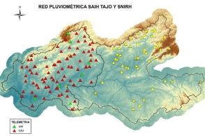 Mapa geográfico de la Red Pluviométrica existente en el ámbito de estudio.