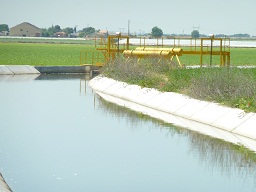 Imagen de un canal en la zona regable del Jarama