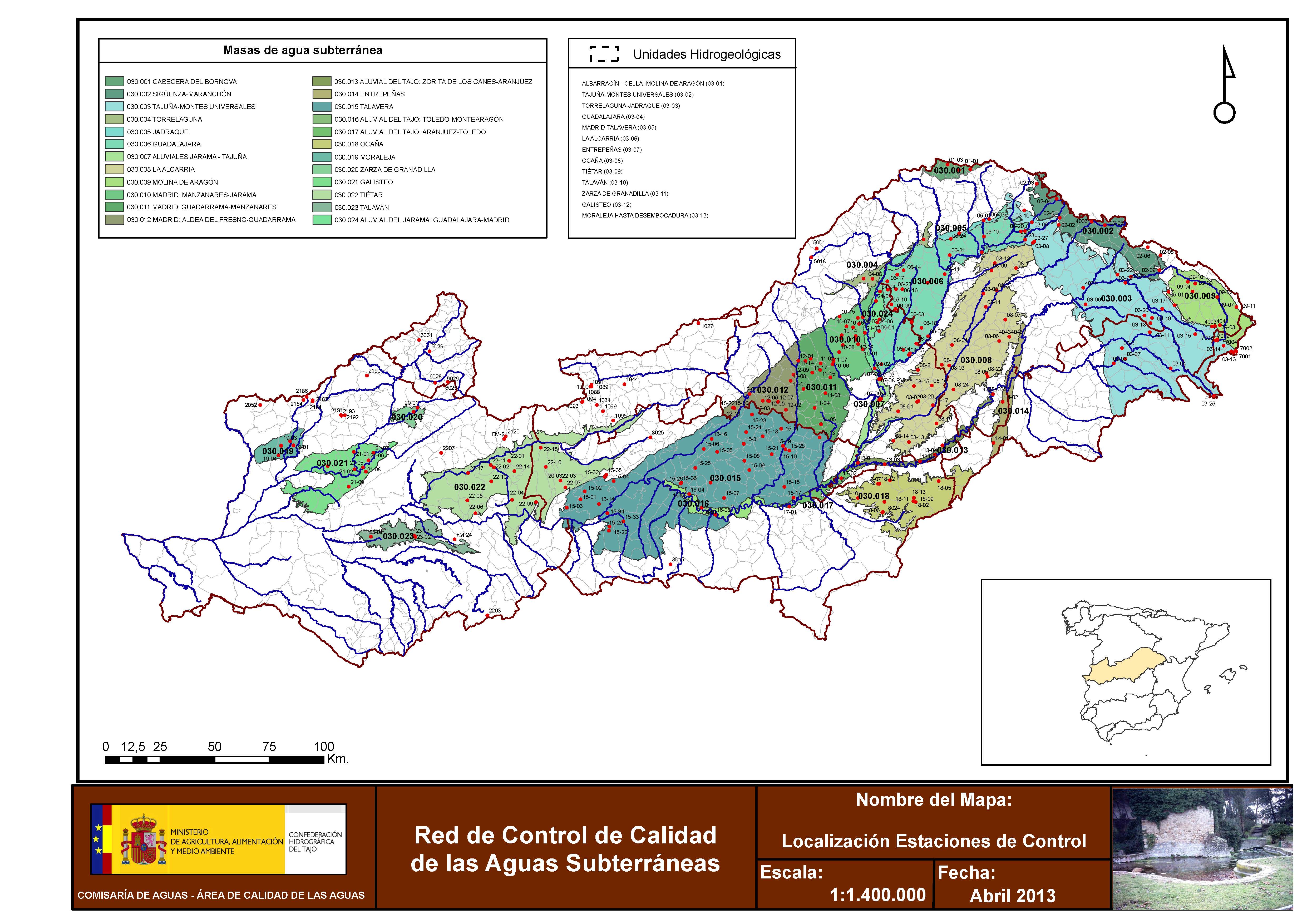 Enlace para descargar Mapa de distribución geográfica de las Estaciones de Control de Agua Subterránea