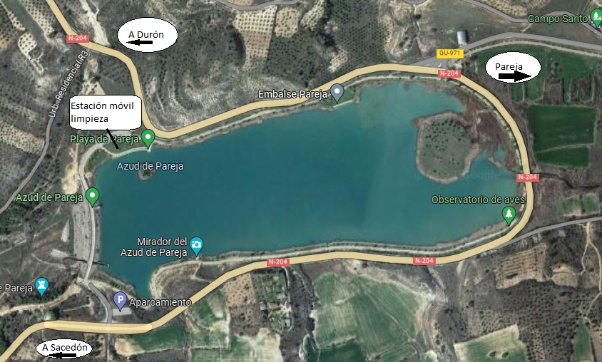 Ubicación de las estación de desinfección en el pantano de San Juan (Madrid).